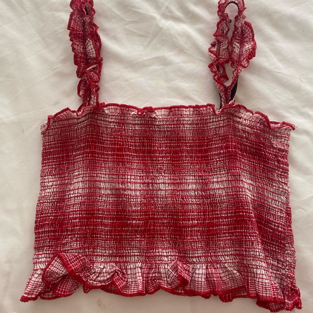 Cute red and white plaid crop top